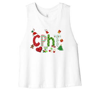 Pharmacy Technician Christmas Gift Cpht Xmas Pajama Meaningful Gift Women's Racerback Cropped Tank