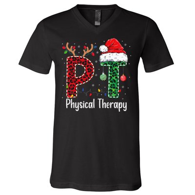 Physical Therapy Christmas santa hat xmas V-Neck T-Shirt