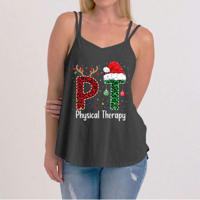 Physical Therapy Christmas santa hat xmas Women's Strappy Tank