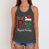 Physical Therapy Christmas santa hat xmas Women's Knotted Racerback Tank