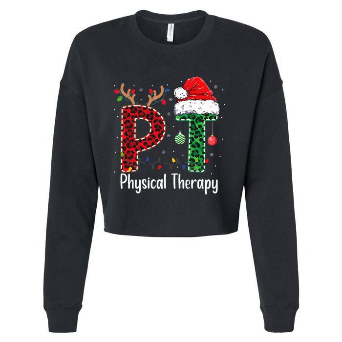 Physical Therapy Christmas santa hat xmas Cropped Pullover Crew