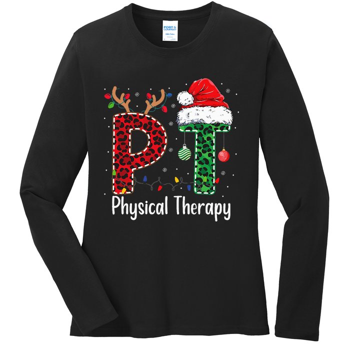 Physical Therapy Christmas santa hat xmas Ladies Long Sleeve Shirt