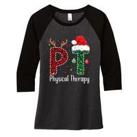 Physical Therapy Christmas santa hat xmas Women's Tri-Blend 3/4-Sleeve Raglan Shirt