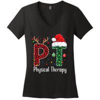 Physical Therapy Christmas santa hat xmas Women's V-Neck T-Shirt