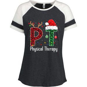 Physical Therapy Christmas santa hat xmas Enza Ladies Jersey Colorblock Tee