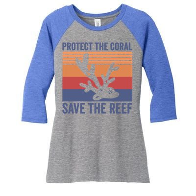 Protect The Coral Save The Reef Great Gift Women's Tri-Blend 3/4-Sleeve Raglan Shirt