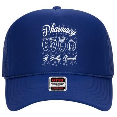 Pharmacy Technician Christmas Funny Gift Pharmacist Crew Jolly Gift High Crown Mesh Back Trucker Hat