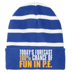 Pe Teacher Cool Educator School Physical Education Striped Beanie with Solid Band