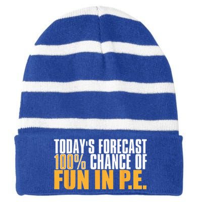 Pe Teacher Cool Educator School Physical Education Striped Beanie with Solid Band