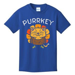 Purrkey Turkey Cat Kitten Funny Thanksgiving Cat Owner Lover Kids T-Shirt