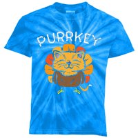 Purrkey Turkey Cat Kitten Funny Thanksgiving Cat Owner Lover Kids Tie-Dye T-Shirt