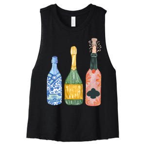 Pop The Champagne! Champagne Bottles Women's Racerback Cropped Tank