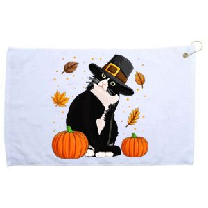 Pilgrim Turkey Cat Thanksgiving Cat Lovers Grommeted Golf Towel