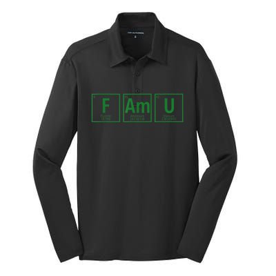 Periodic Table Chemistry With The FAMU Blerd Green Silk Touch Performance Long Sleeve Polo