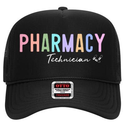 Pharmacy Technician Certified Pharm Tech High Crown Mesh Back Trucker Hat