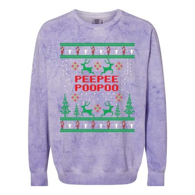 Peepeepoopoo Tacky Christmas Funny Xmas Ugly Sweater Colorblast Crewneck Sweatshirt