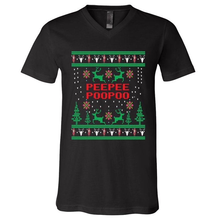 Peepeepoopoo Tacky Christmas Funny Xmas Ugly Sweater V-Neck T-Shirt