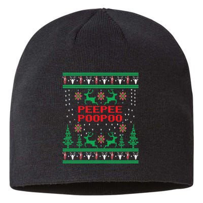 Peepeepoopoo Tacky Christmas Funny Xmas Ugly Sweater Sustainable Beanie