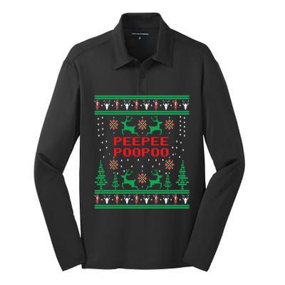 Peepeepoopoo Tacky Christmas Funny Xmas Ugly Sweater Silk Touch Performance Long Sleeve Polo