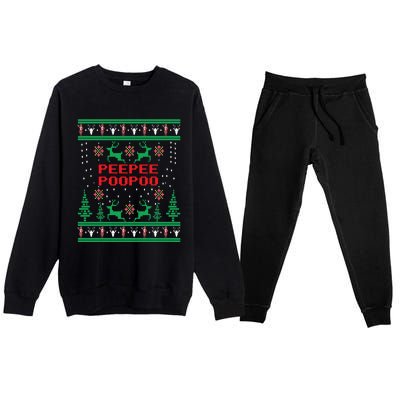 Peepeepoopoo Tacky Christmas Funny Xmas Ugly Sweater Premium Crewneck Sweatsuit Set