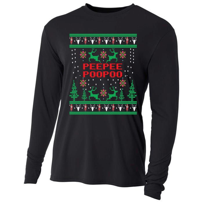 Peepeepoopoo Tacky Christmas Funny Xmas Ugly Sweater Cooling Performance Long Sleeve Crew