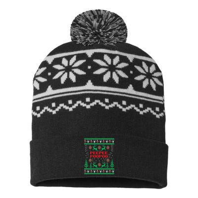 Peepeepoopoo Tacky Christmas Funny Xmas Ugly Sweater USA-Made Snowflake Beanie