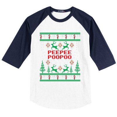 Peepeepoopoo Tacky Christmas Funny Xmas Ugly Sweater Baseball Sleeve Shirt