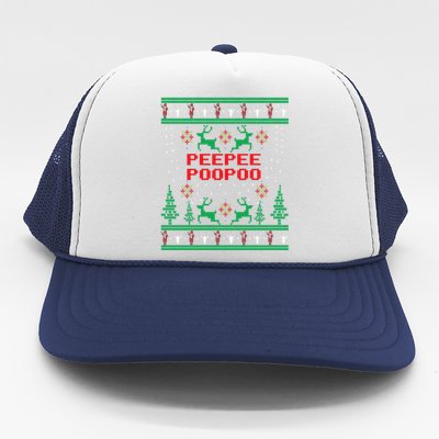 Peepeepoopoo Tacky Christmas Funny Xmas Ugly Sweater Trucker Hat