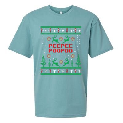 Peepeepoopoo Tacky Christmas Funny Xmas Ugly Sweater Sueded Cloud Jersey T-Shirt