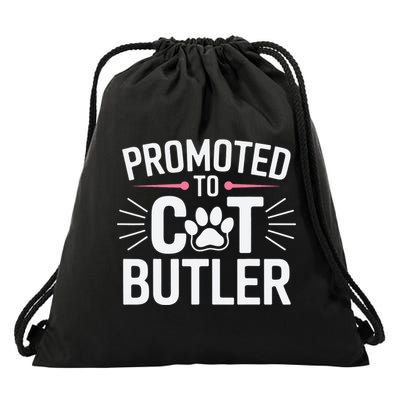 Promoted To Cat Butler Humorous Quote Drawstring Bag