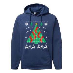 Pascals Triangle Christmas Tree Performance Fleece Hoodie