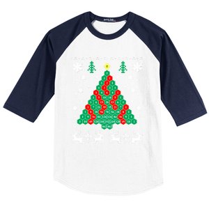 Pascals Triangle Christmas Tree Baseball Sleeve Shirt