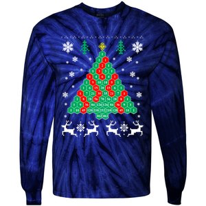 Pascals Triangle Christmas Tree Tie-Dye Long Sleeve Shirt