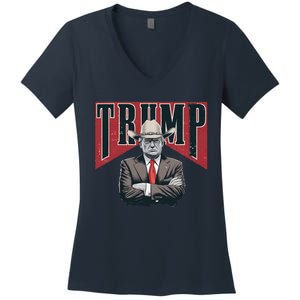 President Trump Cowboy Western Texas Viral Trending Women's V-Neck T-Shirt