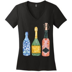 Pop The Champagne Champagne Bottles Gift Women's V-Neck T-Shirt