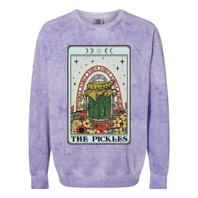 Pickles Tarot Card, Cottagecore Tarot Reader Reading Colorblast Crewneck Sweatshirt