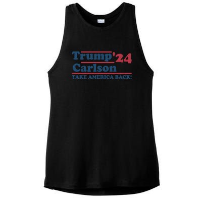 President Trump Carlson 2024 Take America Back Ladies PosiCharge Tri-Blend Wicking Tank