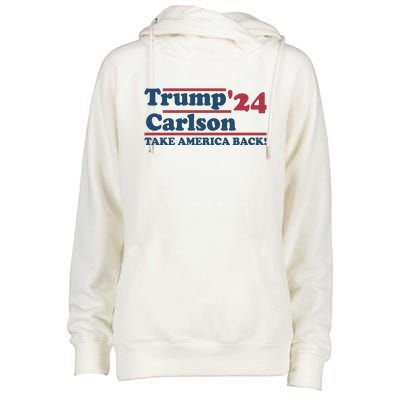 President Trump Carlson 2024 Take America Back Womens Funnel Neck Pullover Hood