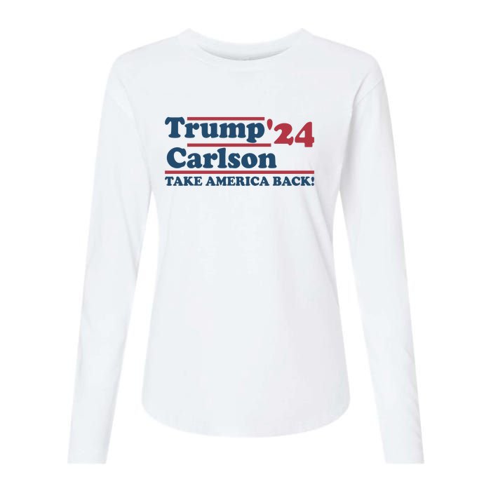 President Trump Carlson 2024 Take America Back Womens Cotton Relaxed Long Sleeve T-Shirt