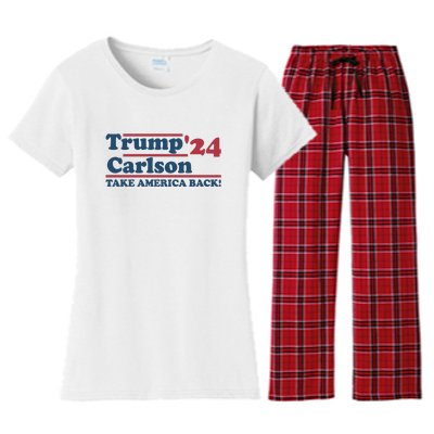 President Trump Carlson 2024 Take America Back Women's Flannel Pajama Set