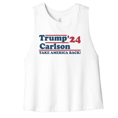 President Trump Carlson 2024 Take America Back Women's Racerback Cropped Tank