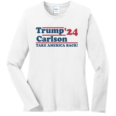 President Trump Carlson 2024 Take America Back Ladies Long Sleeve Shirt