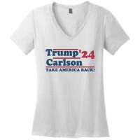 President Trump Carlson 2024 Take America Back Women's V-Neck T-Shirt