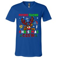 Physics Teacher Christmas Crew Xmas Reindeer Red Color Lover Gift V-Neck T-Shirt