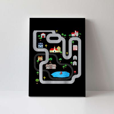 Playmat Train Car Race Track Printed On Back Road Funny Kids Canvas