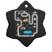 Playmat Train Car Race Track Printed On Back Road Funny Kids Ceramic Star Ornament