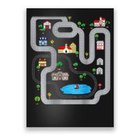 Playmat Train Car Race Track Printed On Back Road Funny Kids Poster