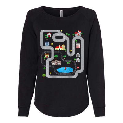 Playmat Train Car Race Track Printed On Back Road Funny Kids Womens California Wash Sweatshirt