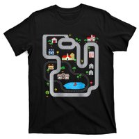 Playmat Train Car Race Track Printed On Back Road Funny Kids T-Shirt