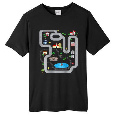 Playmat Train Car Race Track Printed On Back Road Funny Kids Tall Fusion ChromaSoft Performance T-Shirt